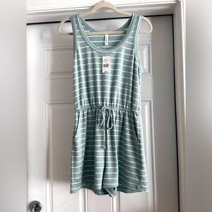 Aqua Mia + Tess Striped Soft Jersey Romper size medium NWT